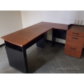 Autumn Maple and Black Single Pedestal L Suite Desk